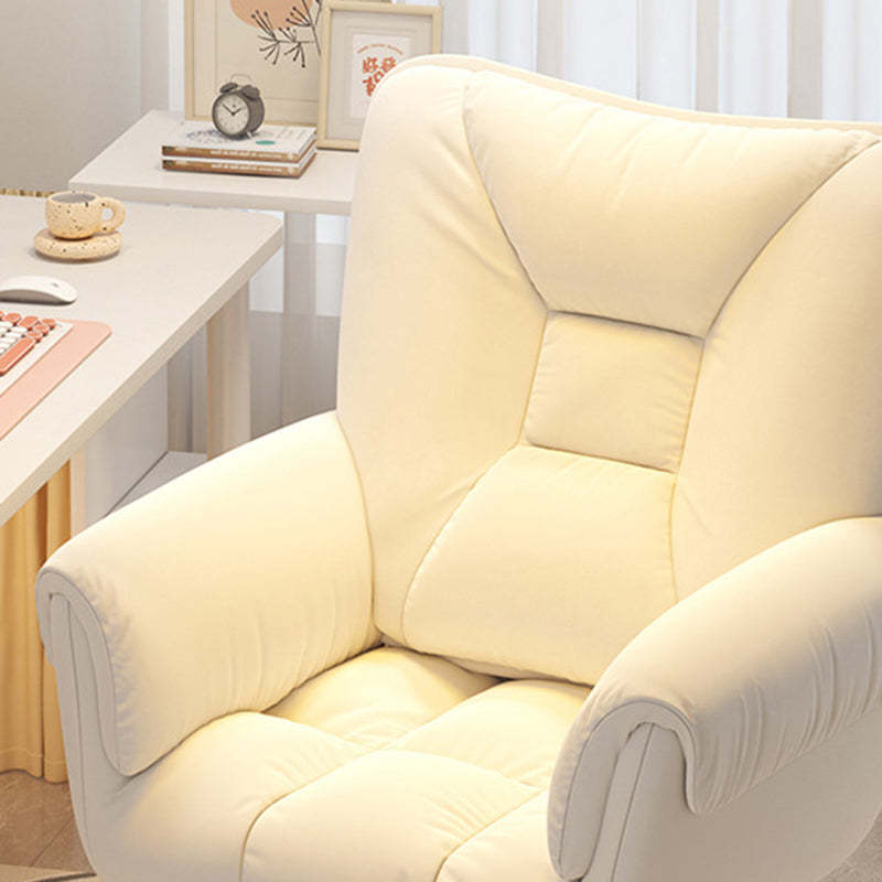 Modern Leather Velvet Steel Nylon Desk Chair — Leather / Orange