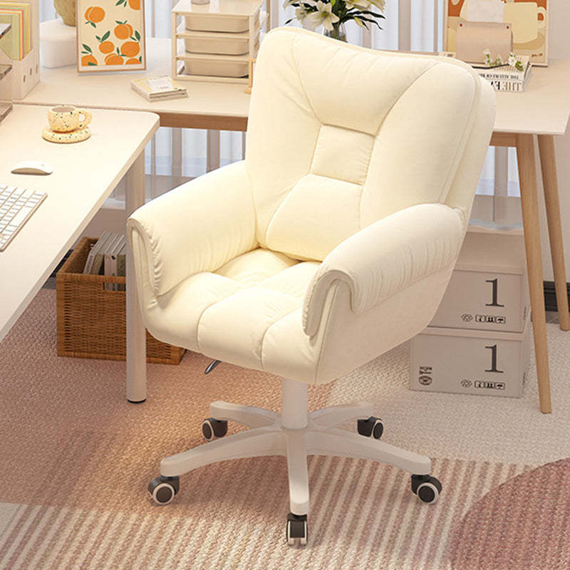 Modern Leather Velvet Steel Nylon Desk Chair — Velvet / White