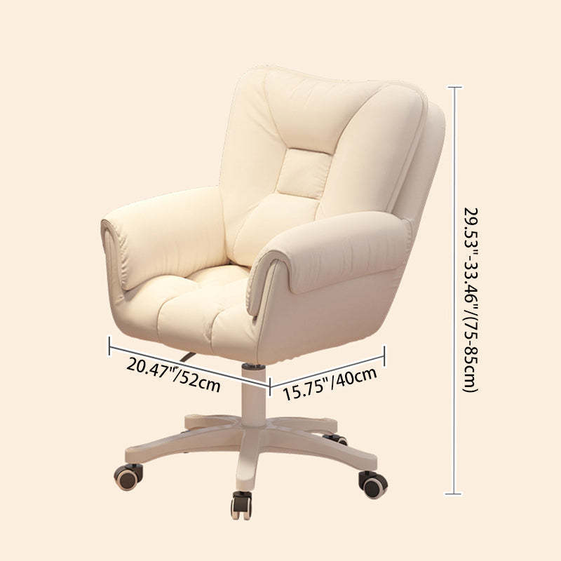 Modern Leather Velvet Steel Nylon Desk Chair — Velvet / Gray & Beige