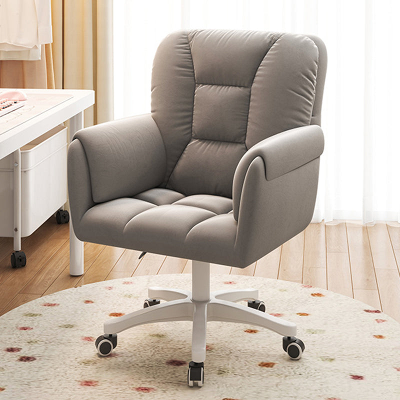 Modern Leather Velvet Steel Nylon Desk Chair — Velvet / Gray