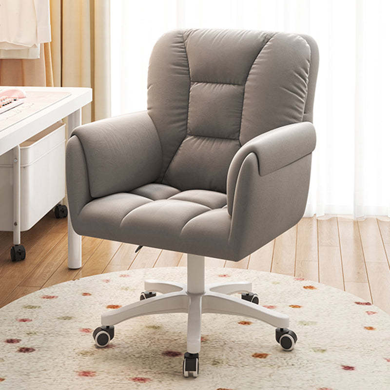Modern Leather Velvet Steel Nylon Desk Chair — Velvet / Gray