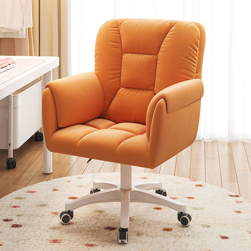 Modern Leather Velvet Steel Nylon Desk Chair — Velvet / Pink
