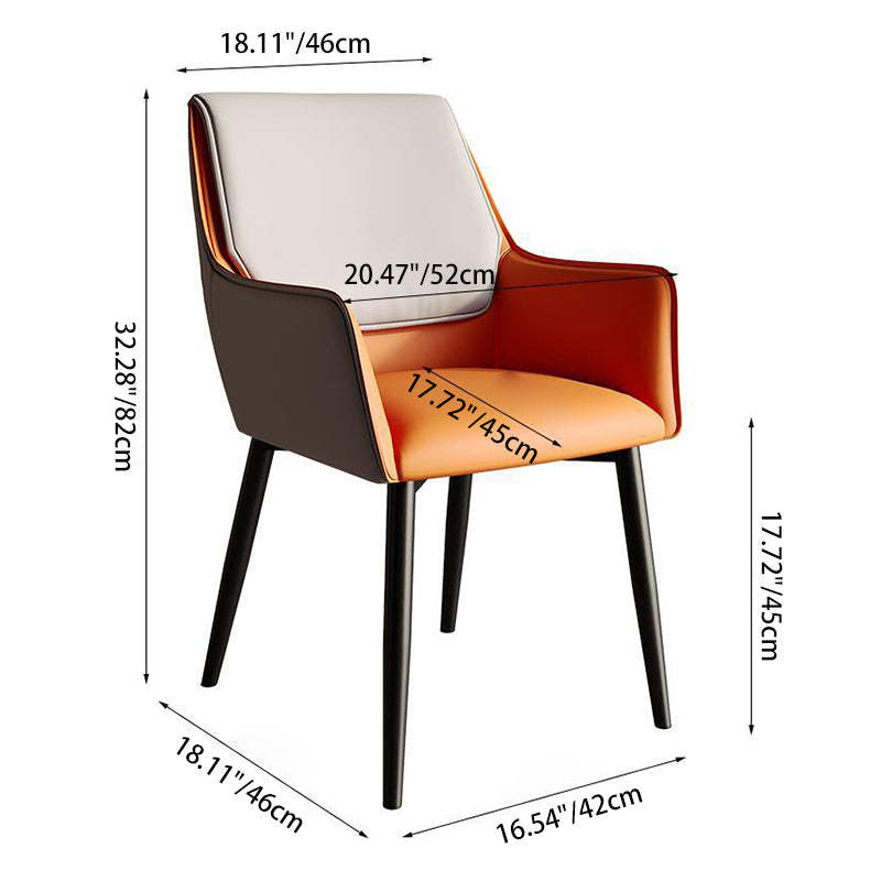 Scandinavian Microfiber Leather Steel Dining Chair — Brown & Yellow