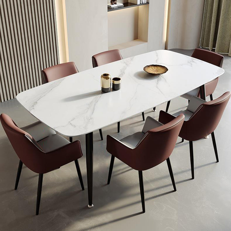 Scandinavian Microfiber Leather Steel Dining Chair — Brown & Beige