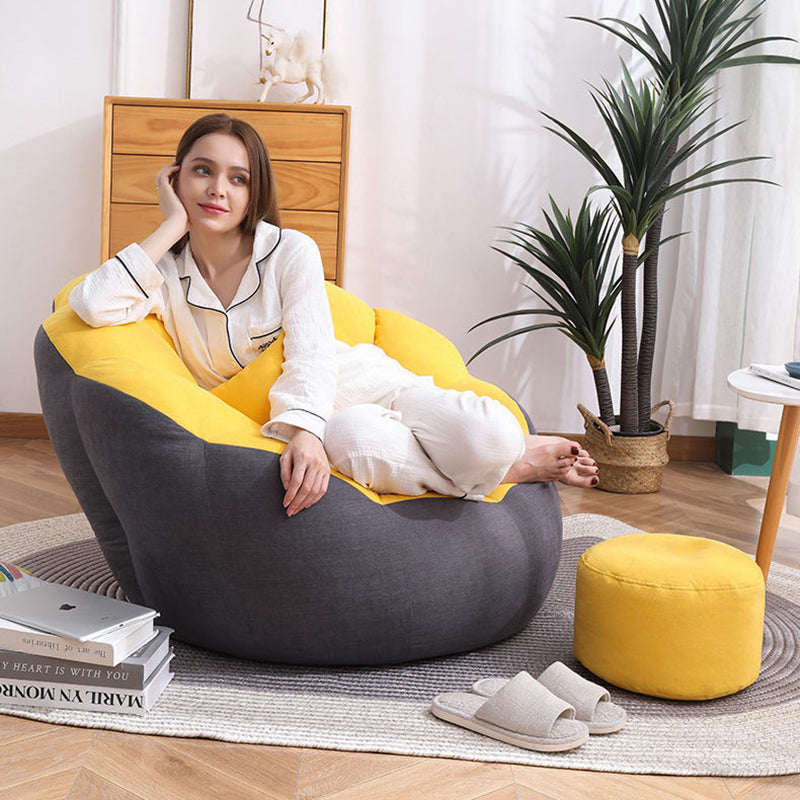 Cotton Particle Petal Lazy Round Sofa — White & Dark Gray