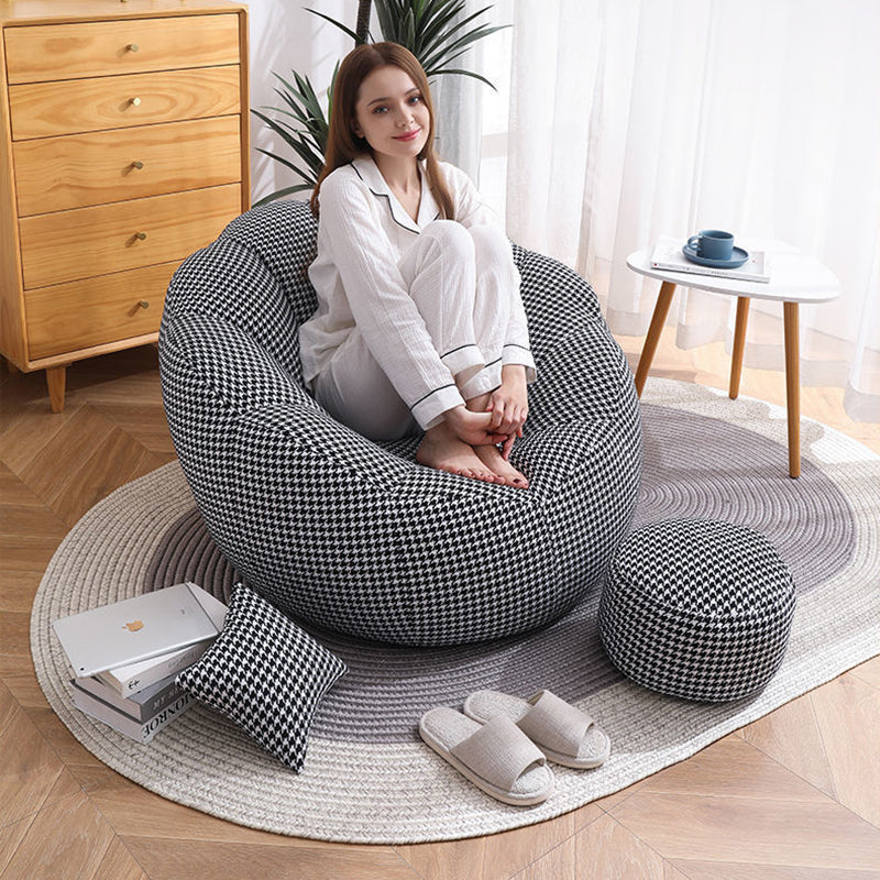 Cotton Particle Petal Lazy Round Sofa — Dark Gray
