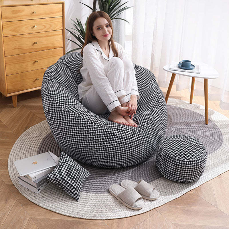 Cotton Particle Petal Lazy Round Sofa — Dark Gray