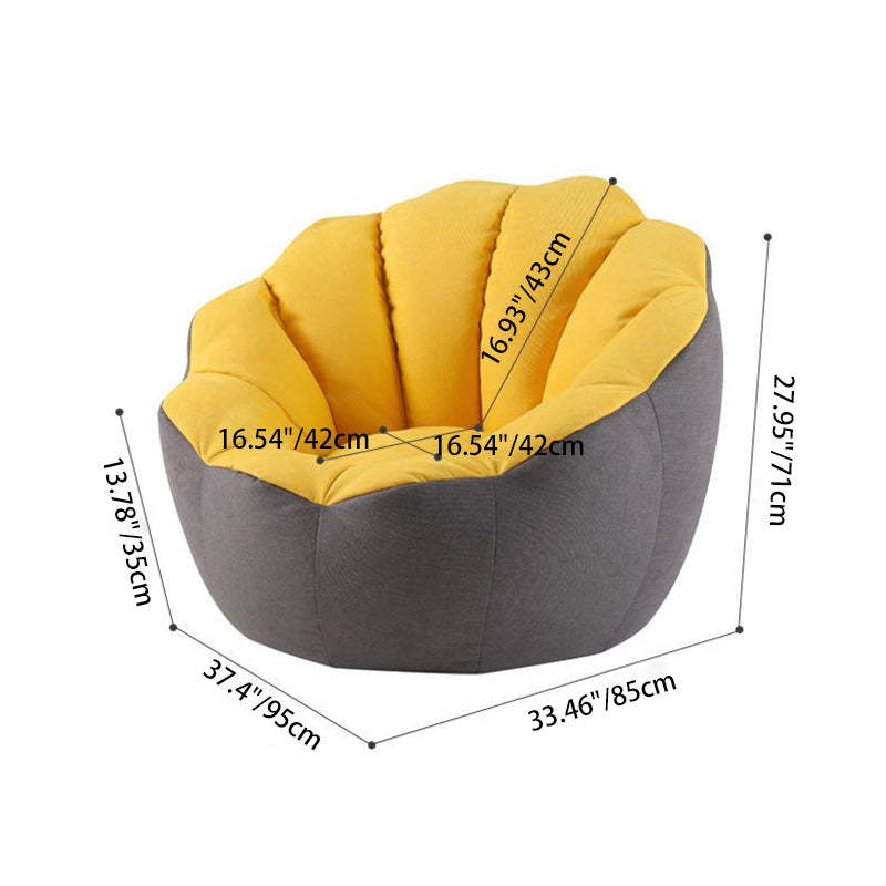 Cotton Particle Petal Lazy Round Sofa — White & Black