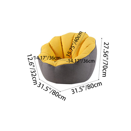Cotton Particle Petal Lazy Round Sofa — Yellow & Dark Gray