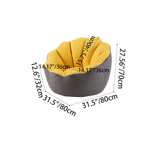 Cotton Particle Petal Lazy Round Sofa — Yellow & Dark Gray