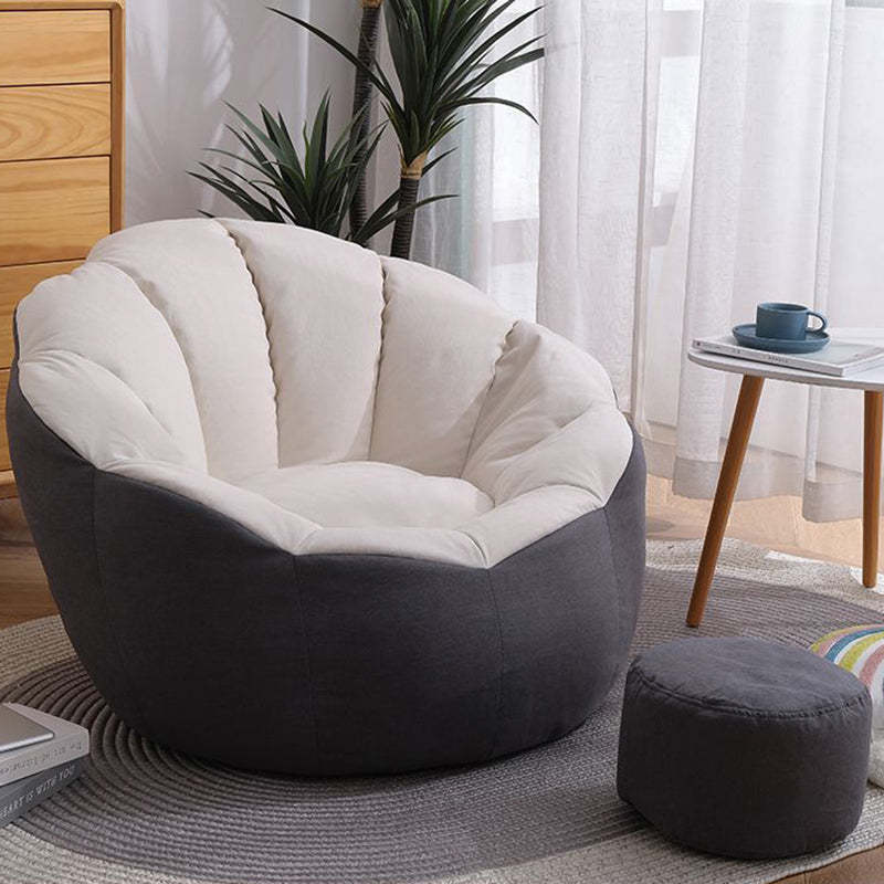 Cotton Particle Petal Lazy Round Sofa — White & Dark Gray
