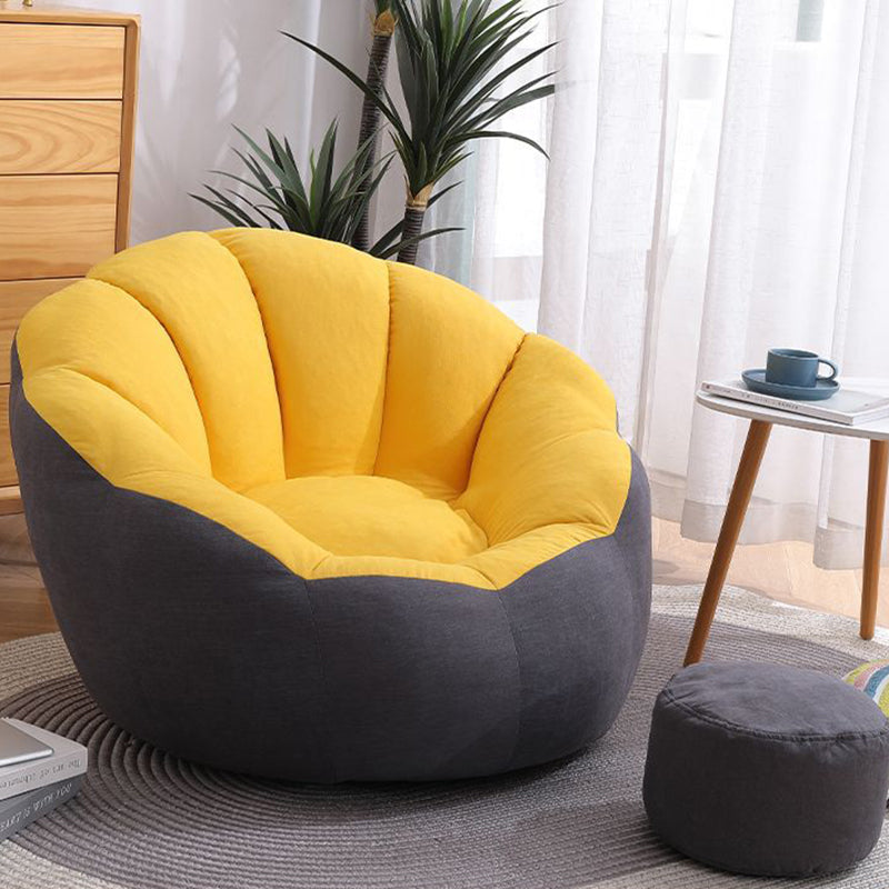 Cotton Particle Petal Lazy Round Sofa — Yellow & Dark Gray