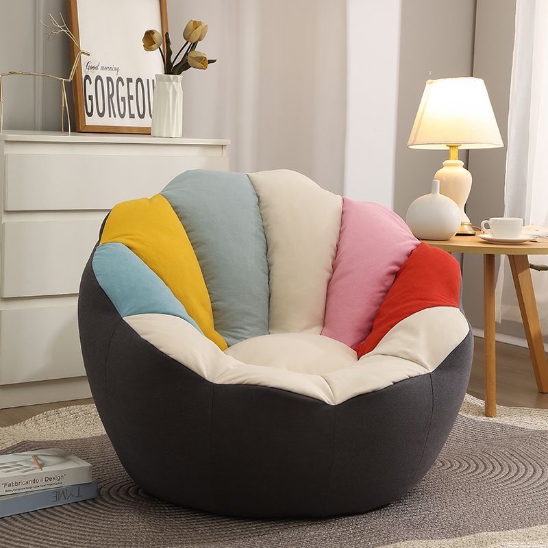 Cotton Particle Petal Lazy Round Sofa — Dark Gray