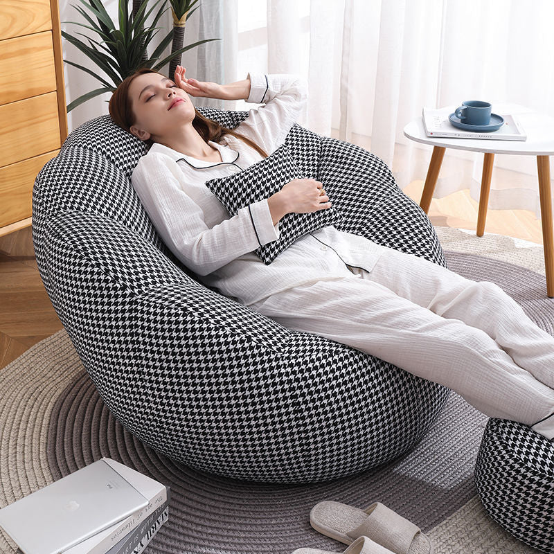 Cotton Particle Petal Lazy Round Sofa — Yellow & Dark Gray