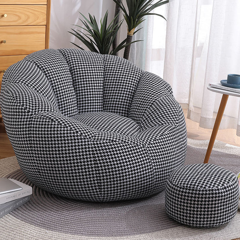Cotton Particle Petal Lazy Round Sofa — White & Black