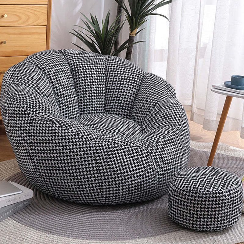 Cotton Particle Petal Lazy Round Sofa — White & Black