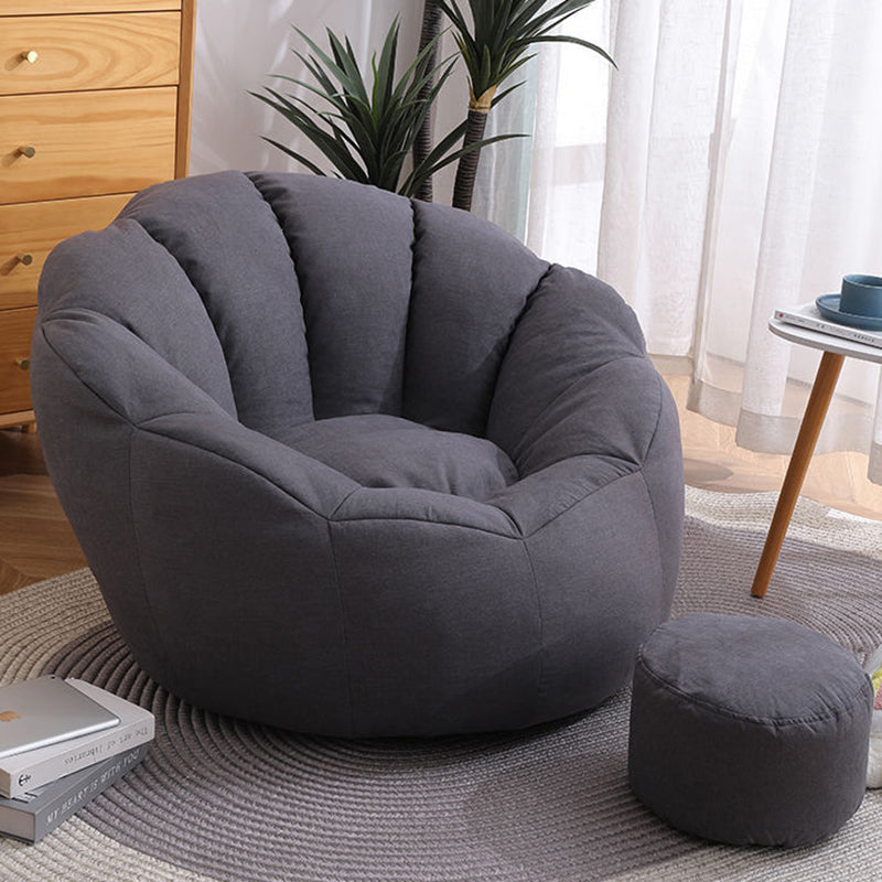 Cotton Particle Petal Lazy Round Sofa — Dark Gray