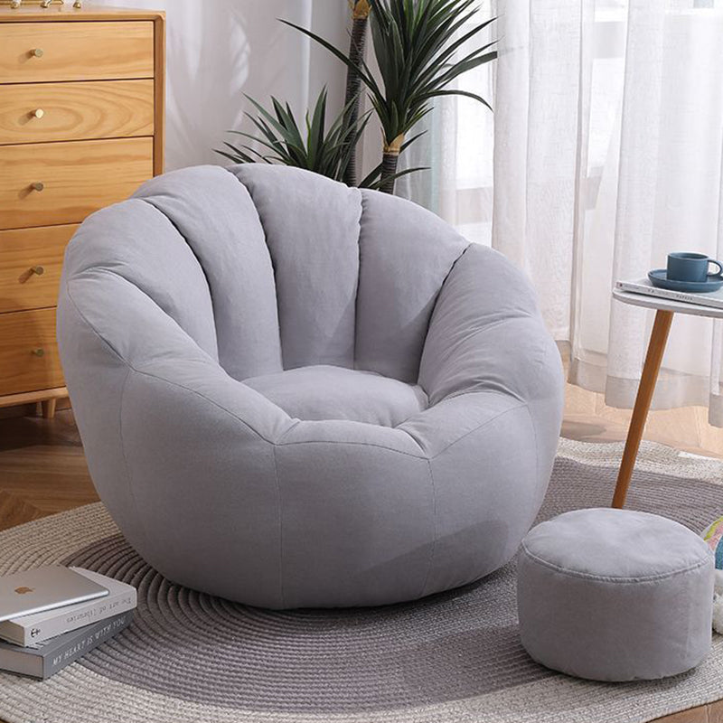 Cotton Particle Petal Lazy Round Sofa — Light Gray