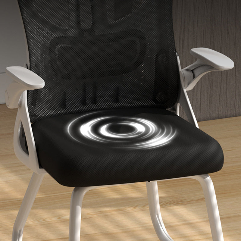 Modern Polyester Mesh Iron Desk Chair — With Headrest / Sponge / Black Frame & Black Mesh