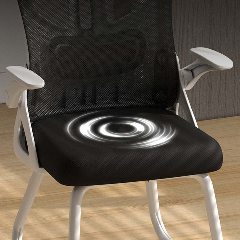 Modern Polyester Mesh Iron Desk Chair — With Headrest / Sponge / Black Frame & Black Mesh
