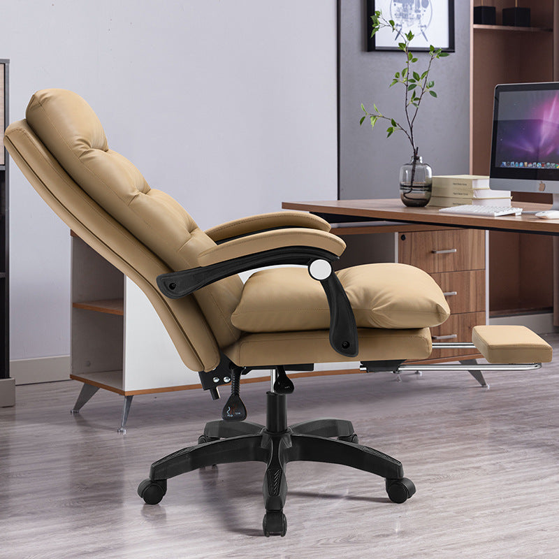 Modern Cowhide Steel Massage Desk Chair — Without Footrest / Ordinary Cotton Cushion / Orange