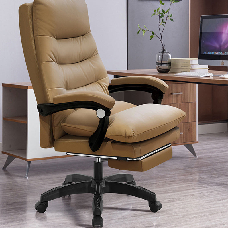 Modern Cowhide Steel Massage Desk Chair — Without Footrest / Stylized Cotton Cushion / Orange