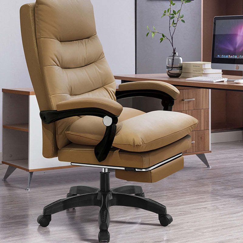 Modern Cowhide Steel Massage Desk Chair — Without Footrest / Stylized Cotton Cushion / Orange
