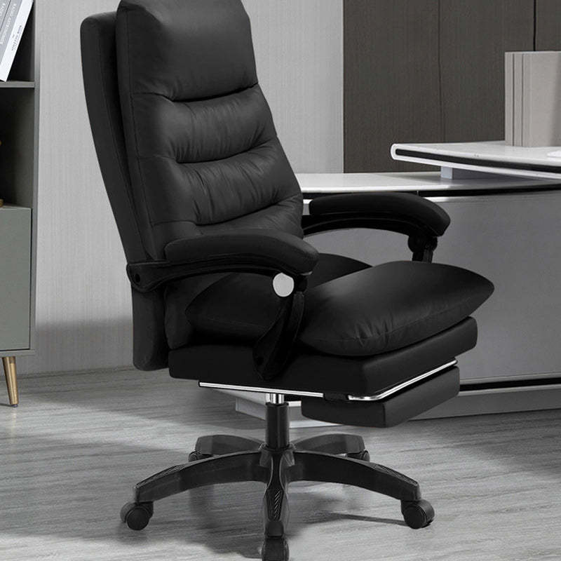 Modern Cowhide Steel Massage Desk Chair — Without Footrest / Ordinary Cotton Cushion / Khaki