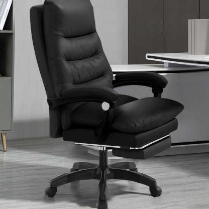 Modern Cowhide Steel Massage Desk Chair — Without Footrest / Ordinary Cotton Cushion / Khaki