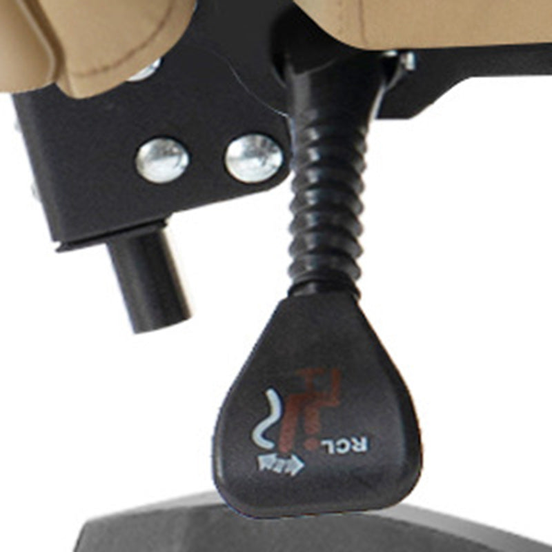 Modern Cowhide Steel Massage Desk Chair — With Footrest / Ordinary Cotton Cushion / Khaki