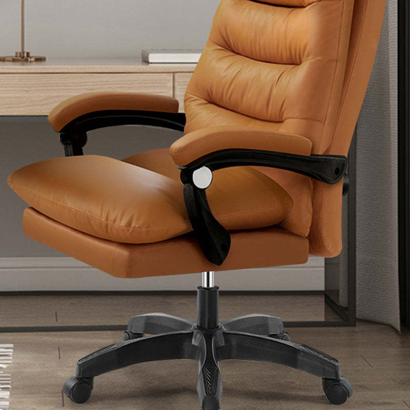 Modern Cowhide Steel Massage Desk Chair — Massageable & With Footrest / Ordinary Cotton Cushion / Khaki