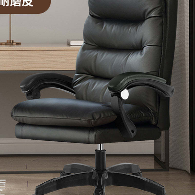 Modern Cowhide Steel Massage Desk Chair — Massageable & With Footrest / Stylized Cotton Cushion / Orange