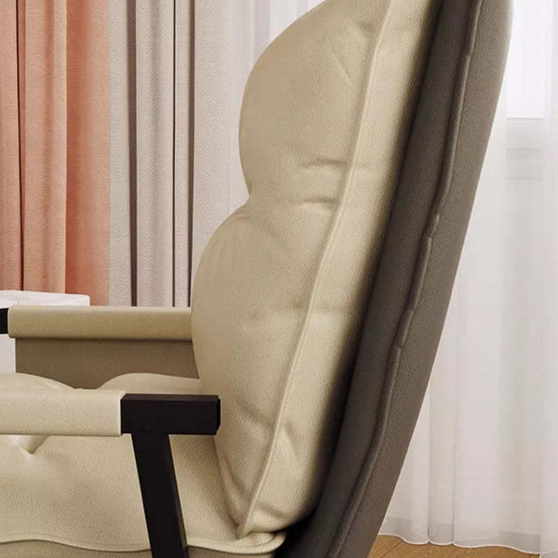 Minimalist Fabric Steel Cotton Desk Chair — With Footrest / Gray