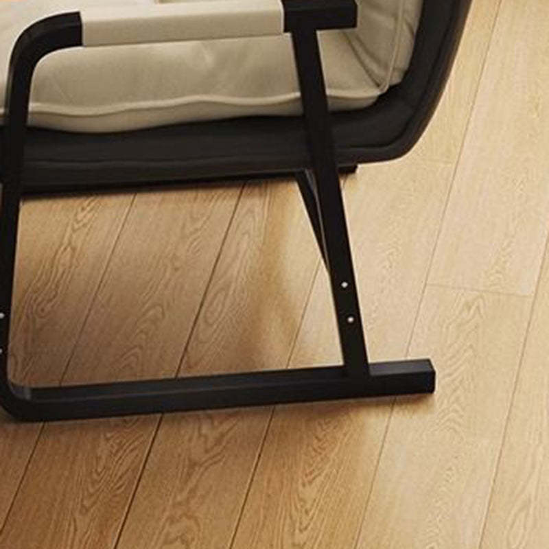 Minimalist Fabric Steel Cotton Desk Chair — With Footrest / Pink