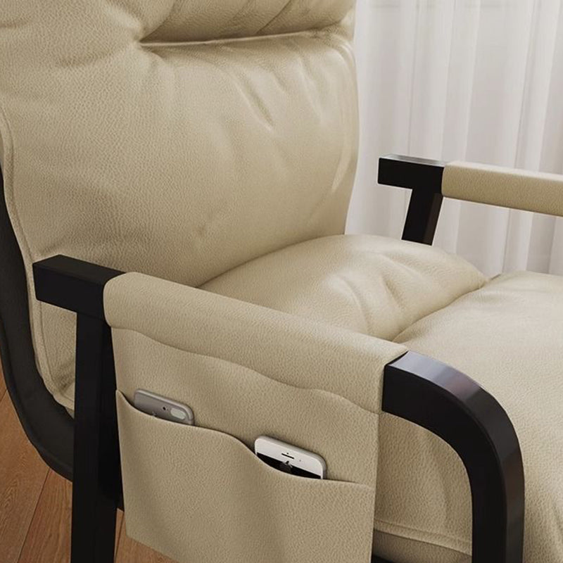 Minimalist Fabric Steel Cotton Desk Chair — With Footrest / Yellow