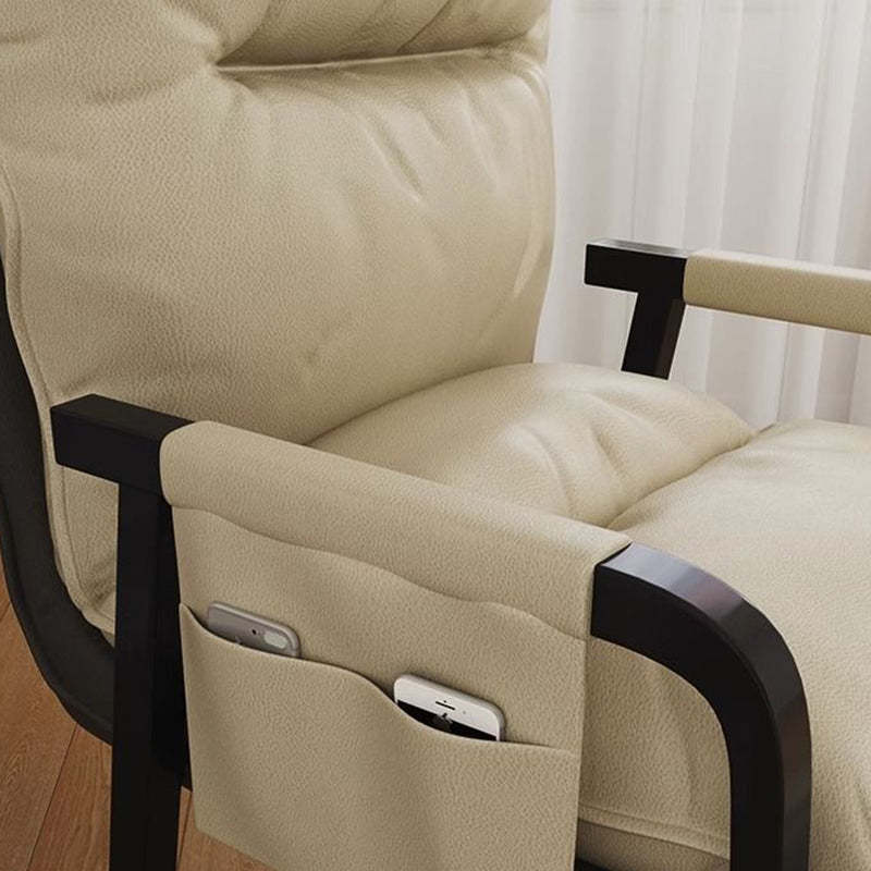 Minimalist Fabric Steel Cotton Desk Chair — With Footrest / Yellow