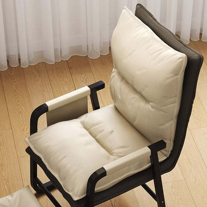 Minimalist Fabric Steel Cotton Desk Chair — Without Footrest / Yellow
