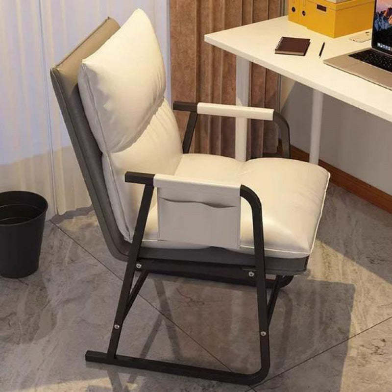 Minimalist Fabric Steel Cotton Desk Chair — Without Footrest / Blue