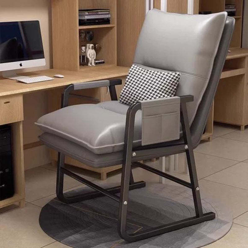 Minimalist Fabric Steel Cotton Desk Chair — Without Footrest / Gray