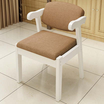 Modern Rubber Wood Fabric Leather Desk Chair — Brown - Fabric / Walnut Color