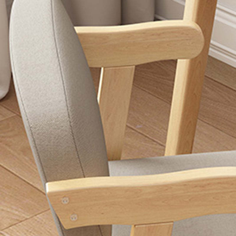 Modern Rubber Wood Fabric Leather Desk Chair — Black - Fabric / White