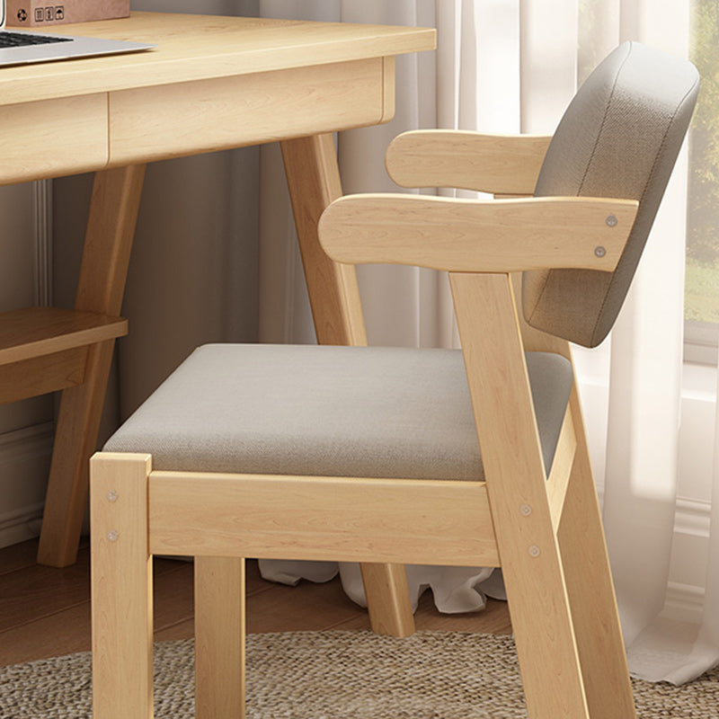 Modern Rubber Wood Fabric Leather Desk Chair