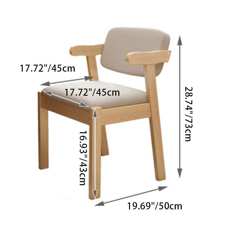 Modern Rubber Wood Fabric Leather Desk Chair — Black - Fabric / Wood Color