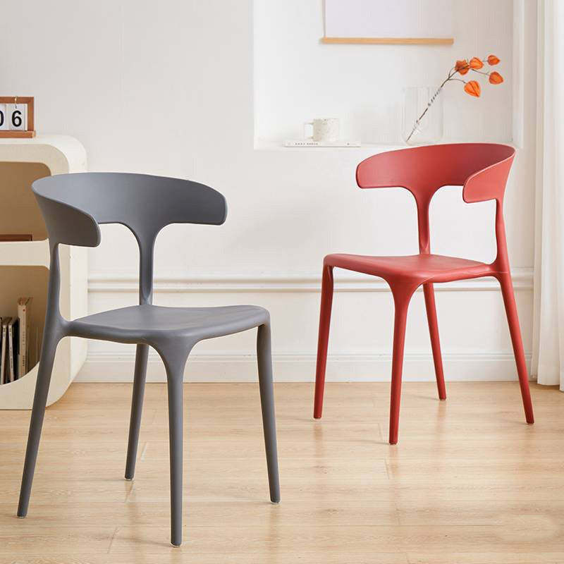 Scandinavian Plastic Hollow Stackable Dining Chair — White