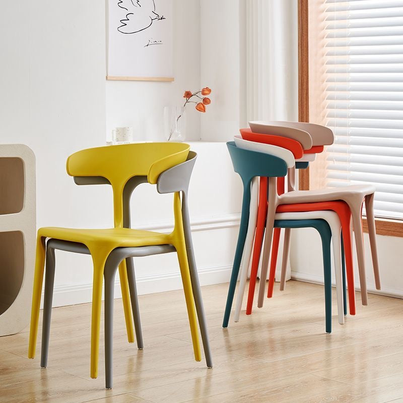 Scandinavian Plastic Hollow Stackable Dining Chair — Gray