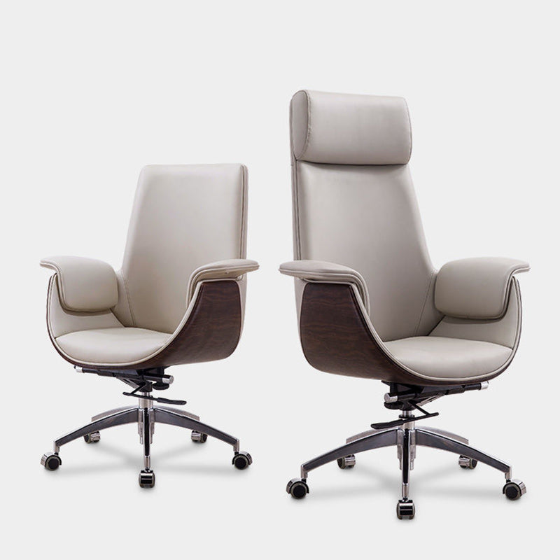 Modern Microfiber Leather Wood Grain Desk Chair