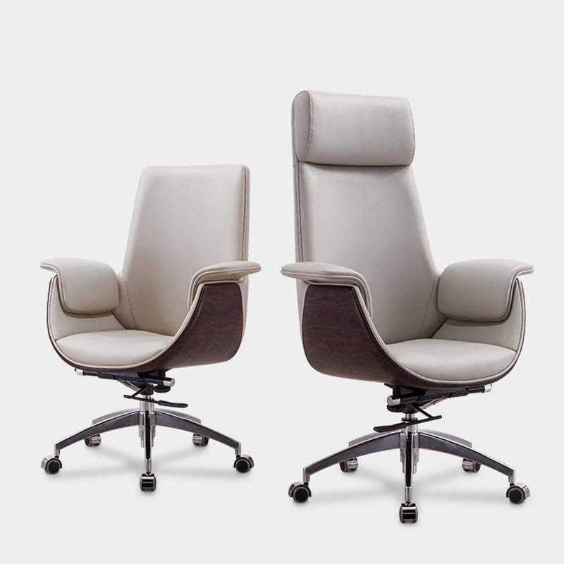 Modern Microfiber Leather Wood Grain Desk Chair