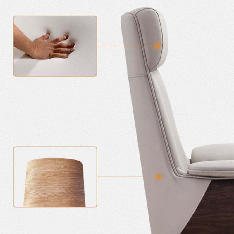 Modern Microfiber Leather Wood Grain Desk Chair