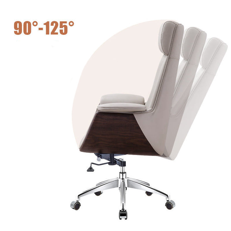 Modern Microfiber Leather Wood Grain Desk Chair