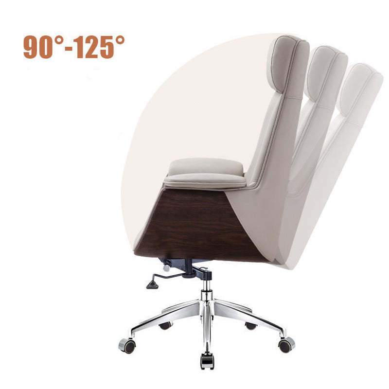 Modern Microfiber Leather Wood Grain Desk Chair
